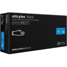 MERCATOR NITRYLEX BLACK nitril kesztyű fekete púdermentes 100 db