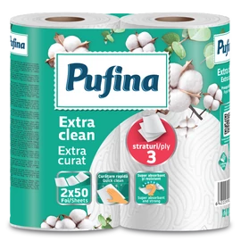 PUFINA Extra Clean papírtörlő 2 tekercs 50 lap 3 rétegű