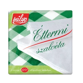 MILYO éttermi szalvéta 1 karton - réteg fehér 18x18 600 lap (24 csomag)