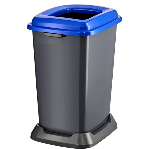 Szelektív hulladékgyűjtő konténer, műanyag, nyitott fedeles, kék, 50L
