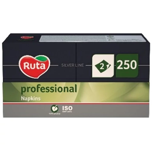Ruta Professional szalvéta 33x33cm 250 lap 2 rétegű fekete 100% cellulóz 1/8 hajtás