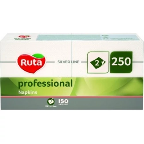 Ruta Professional szalvéta 33x33cm 250 lap 2 rétegű fehér 100% cellulóz 1/4 hajtás