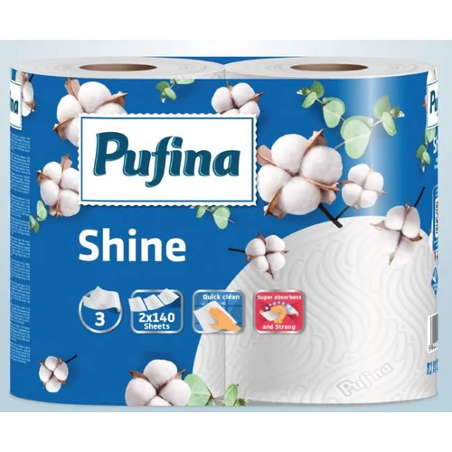 PUFINA Shine papírtörlő 2 tekercs 140 lap 3 rétegű (3*19,5gr)