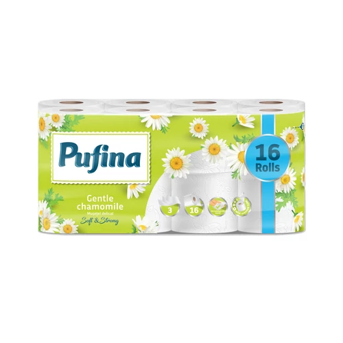 PUFINA Chamomile toalettpapír 16 tek 140 lap 3 rétegű, kamilla illatával