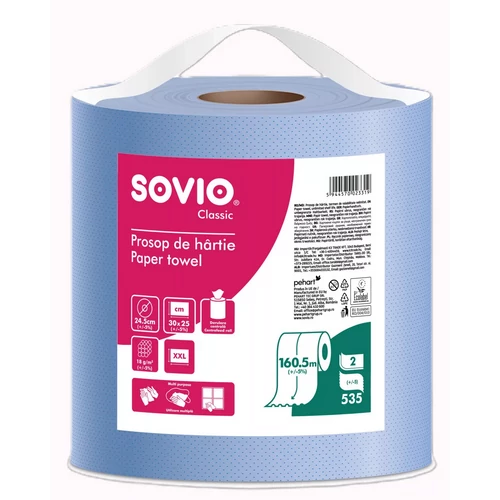SOVIO ipari törlőpapír KÉK 2 réteg 535 lap 161 méter