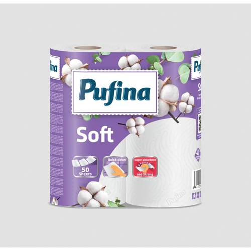 PUFINA Soft papírtörlő 2 tekercs 2 rétegű 50 lap