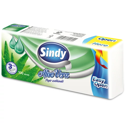 Papír zsebkendő Sindy aloe vera 3 rétegű 100 db
