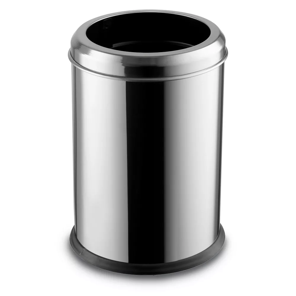 Fedél nélküli, rozsdamentes acél szemetes kuka, 20 L, 27,5x42cm, fényes 430SS
