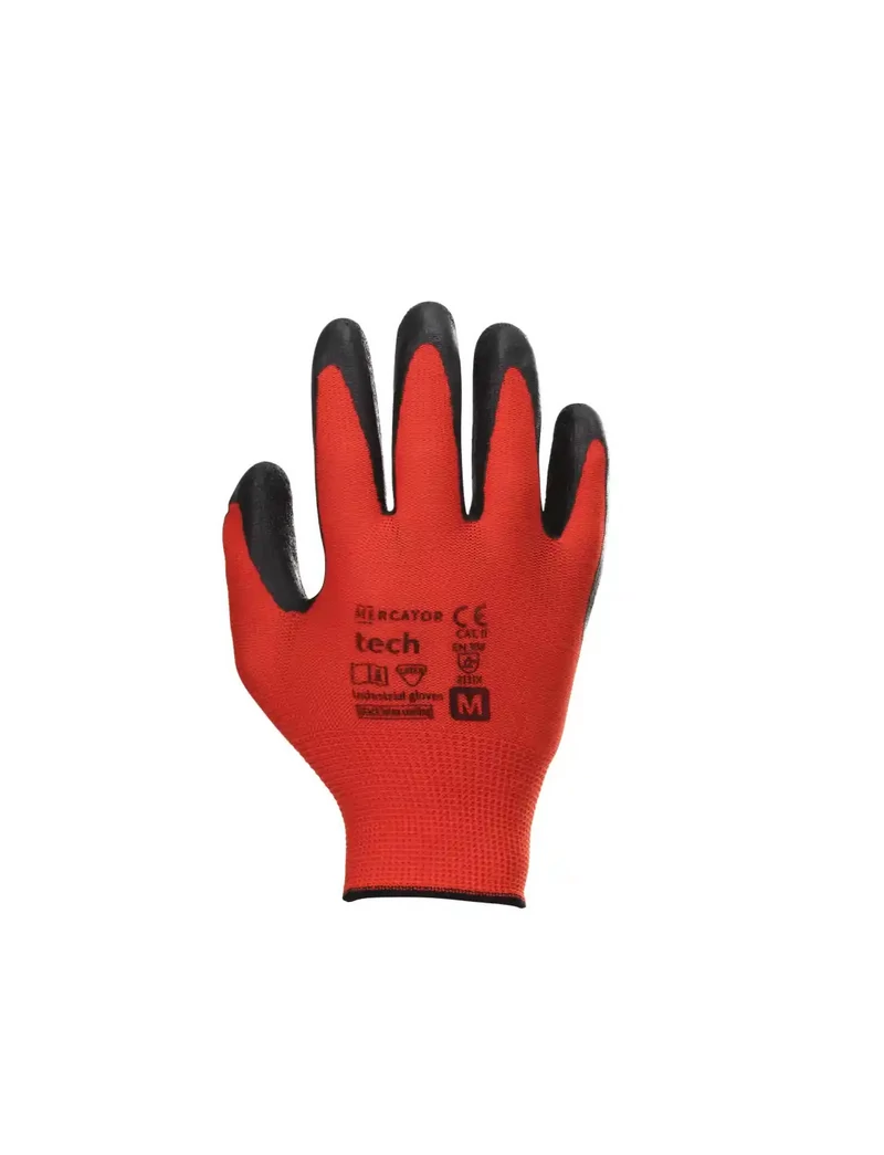 MERCATOR tech red+black latex PAIR mártott kesztyű M méret