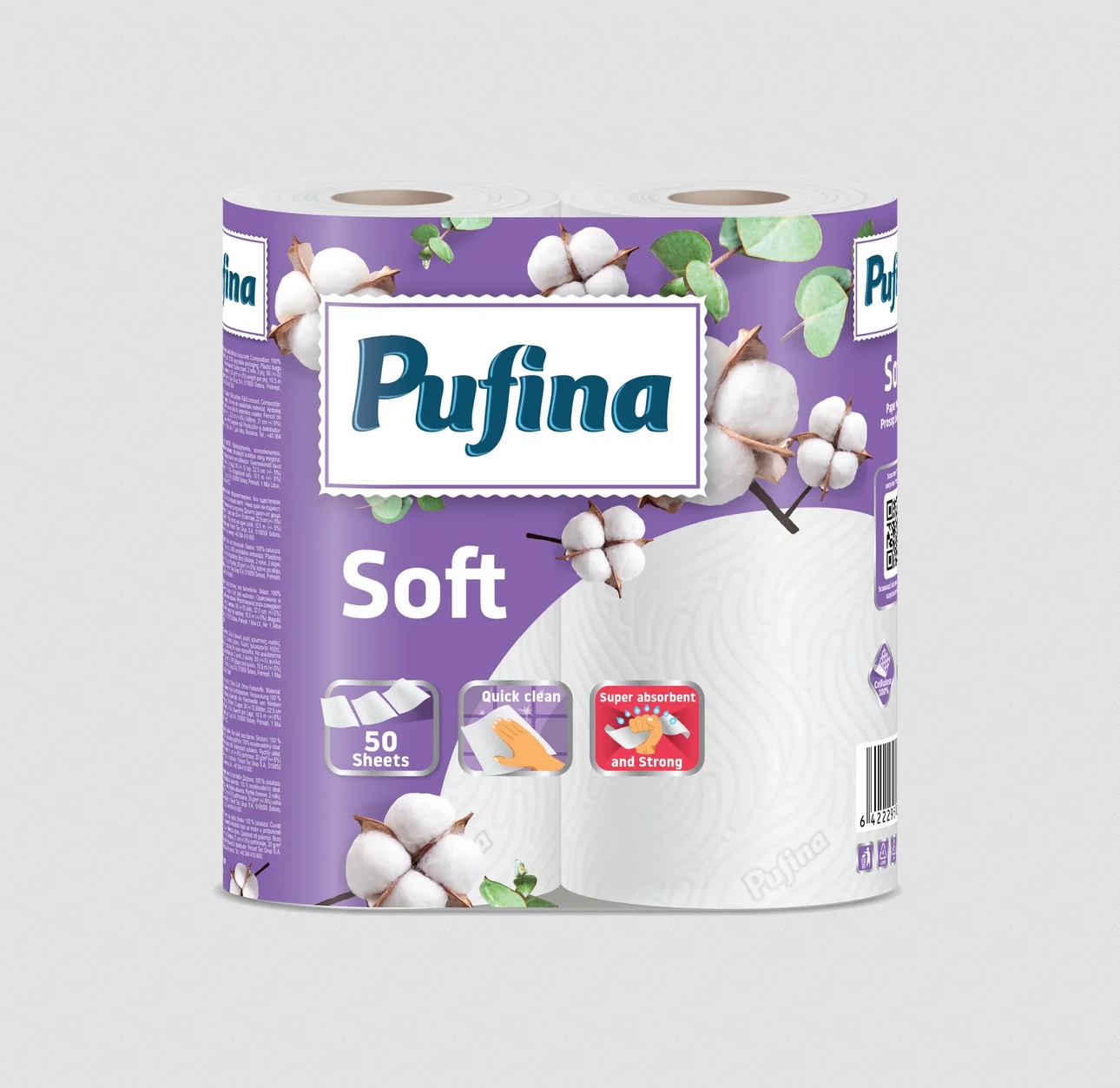 PUFINA Soft papírtörlő 2 tekercs 2 rétegű 50 lap