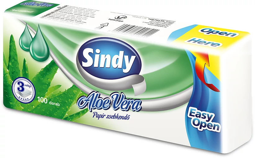 Papír zsebkendő Sindy aloe vera 3 rétegű 100 db