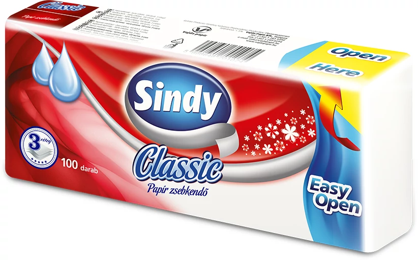 Papír zsebkendő Sindy Classic 3 rétegű 100 db