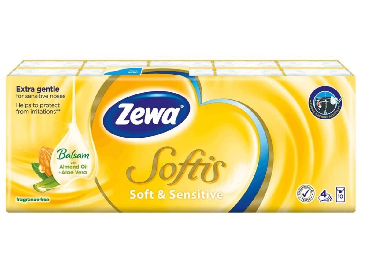 Zewa Softis 4 rétegű papír zsebkendő Soft&Sensitive 10x9  